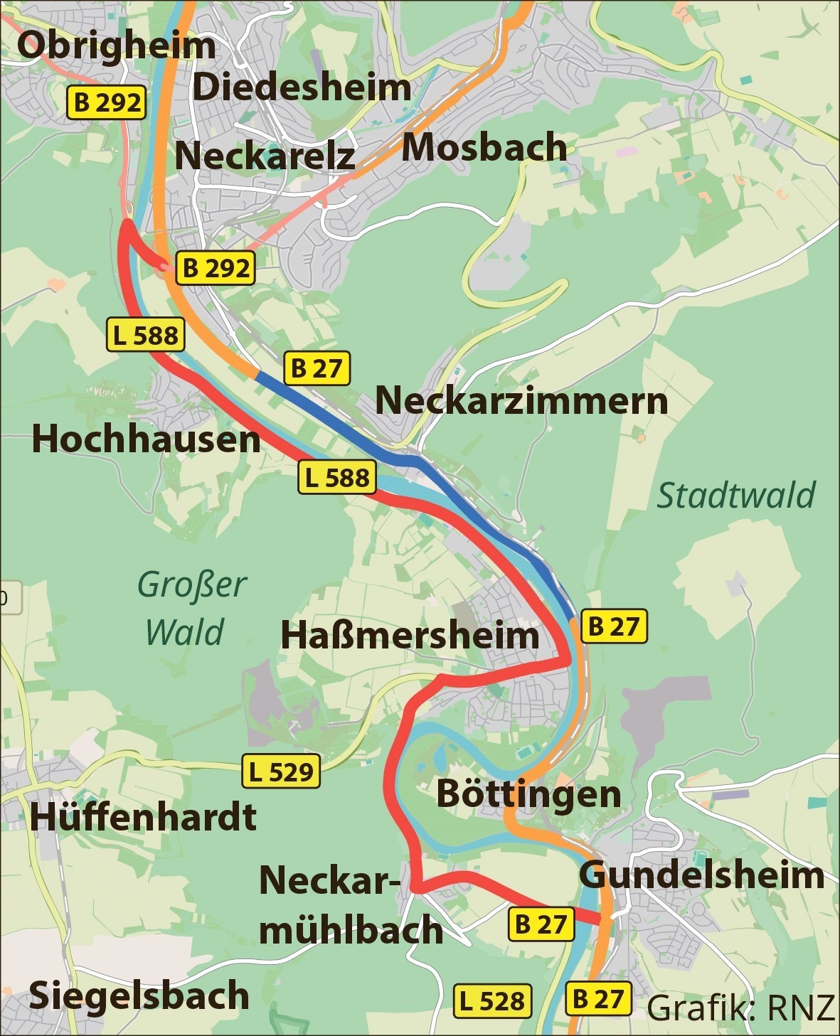 Sperrung der B27 (Rhein-Neckar-Zeitung)